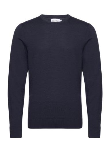 Superior Wool Crew Neck Sweater Navy Calvin Klein