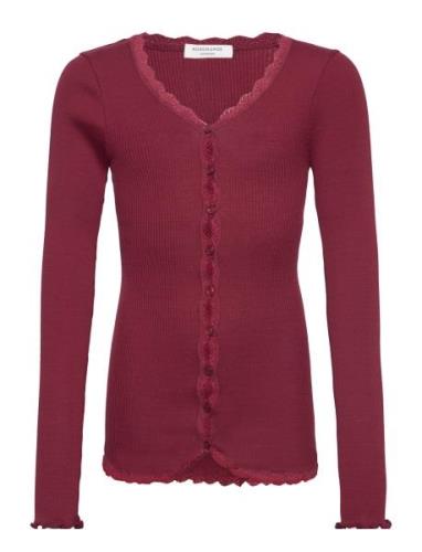 Rkbeatha Ls Cardigan W/ Lace Burgundy Rosemunde Kids