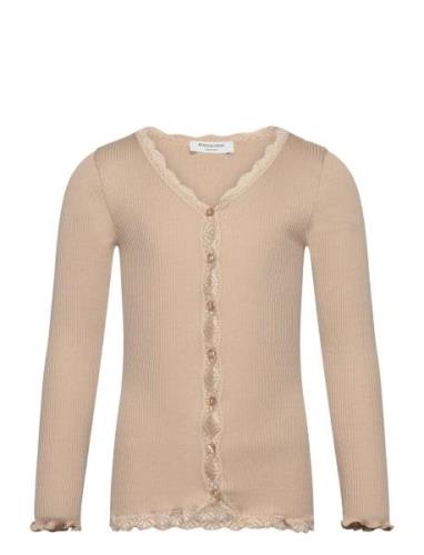 Rkbeatha Ls Cardigan W/ Lace Beige Rosemunde Kids