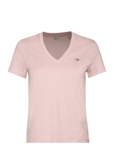 Reg Shield Ss V-Neck T-Shirt Pink GANT