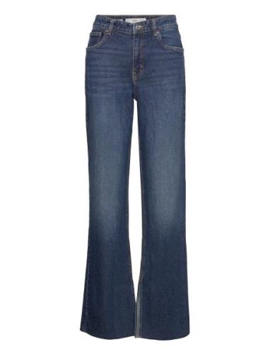 Medium-Rise Straight Jeans With Slits Blue Mango