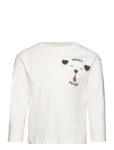 Printed Long Sleeve T-Shirt White Mango