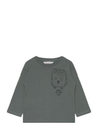 Printed Long Sleeve T-Shirt Green Mango