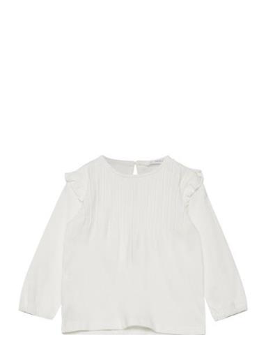 Long -Sleeved T-Shirt With Ruffles White Mango