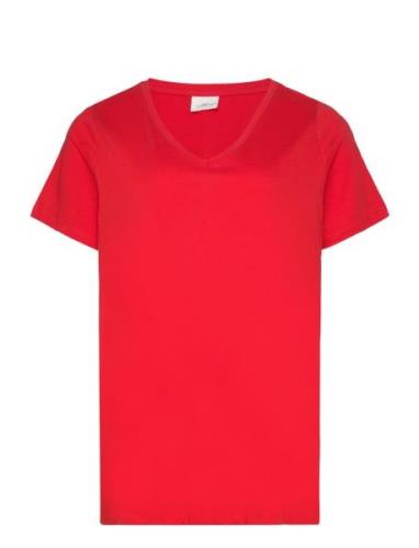 Carbonnie Life S/S V-Neck A-Shape Tee Red ONLY Carmakoma