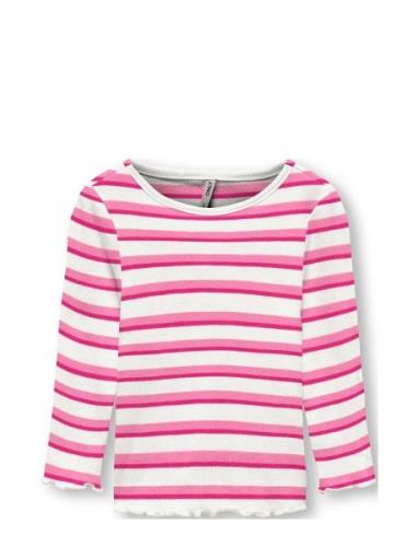 Kmgevig L/S Rib Top O-Neck Jrs Pink Kids Only