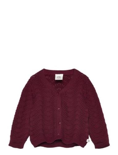 Knit Needle Out Cardigan Baby Burgundy Müsli By Green Cotton