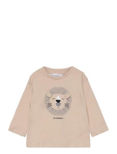 T-Shirt With Print Drawing Beige Mango