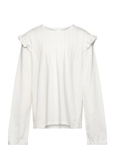 Long -Sleeved T-Shirt With Ruffles White Mango