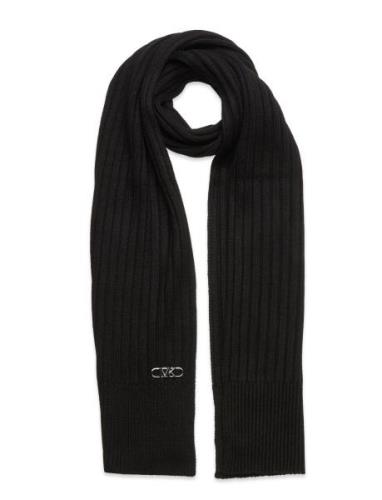 Empire Wide Rib Scarf Black Michael Kors Accessories