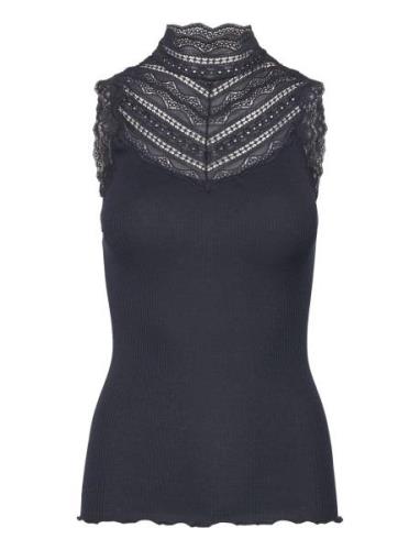 Rwbenita Sl Turtleneck Lace Top Navy Rosemunde