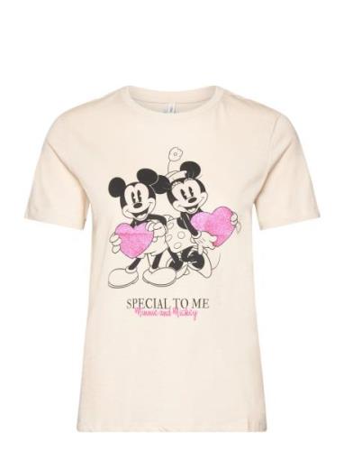 Onlmickey Life Reg S/S Valentine Top Jrs Cream ONLY