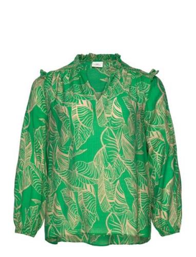 Carbetsey L/S Frill Top Aop Green ONLY Carmakoma