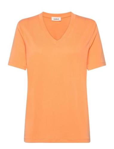 Slcolumbine Loose Fit V-Neck Ss Orange Soaked In Luxury