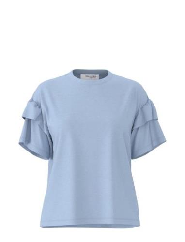 Slfrylie Ss Florence Tee M Noos Blue Selected Femme