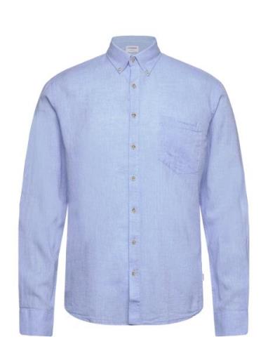 Cotton/Linen Shirt L/S Blue Lindbergh