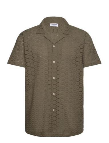 Embroidery Cotton Shirt S/S Khaki Lindbergh