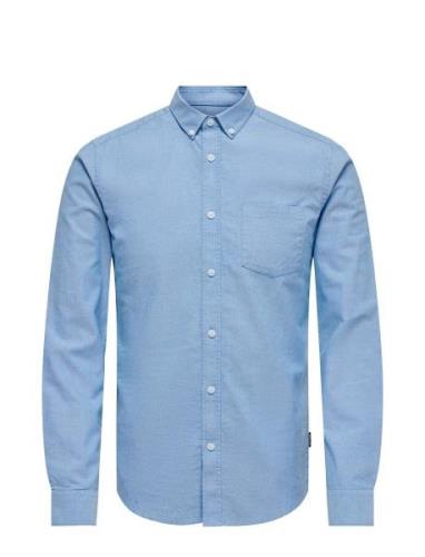 Onsremy Ls Reg Wash Oxford Shirt Blue ONLY & SONS