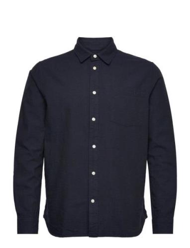 Regular Linen Look Shirt Gots/Vegan Navy Knowledge Cotton Apparel
