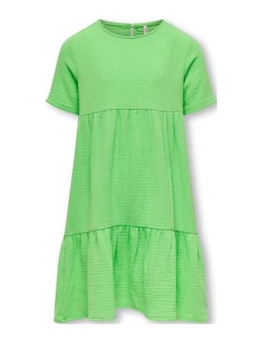 Kogthyra S/S Layered Dress Wvn Green Kids Only
