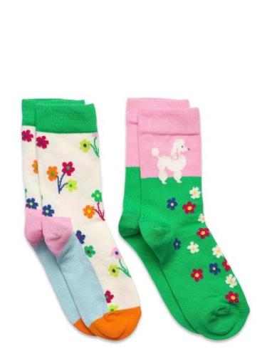2-Pack Kids Poodle & Flowers Socks Patterned Happy Socks
