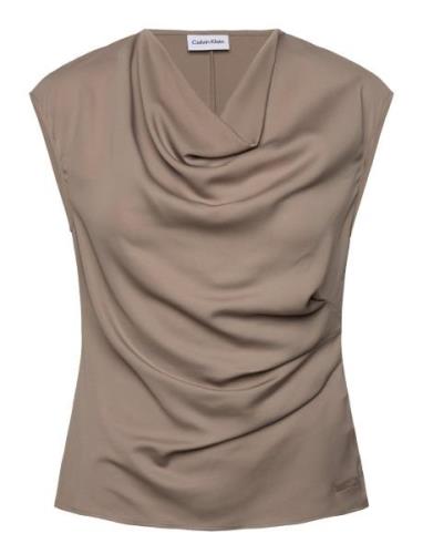 Recycled Cdc Draped Top Beige Calvin Klein