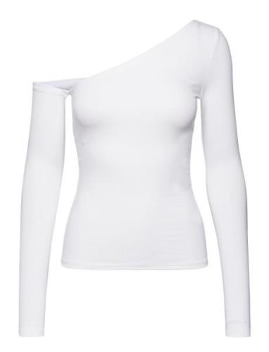 Cotton Modal Off Shoulder Ls Top White Calvin Klein
