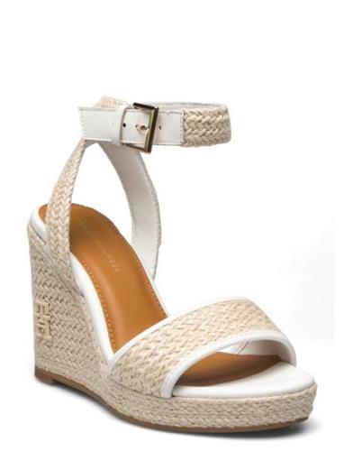 Th Rope High Wedge Sandal Cream Tommy Hilfiger