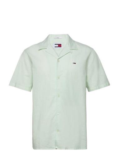 Tjm Linen Blend Camp Shirt Ext Green Tommy Jeans