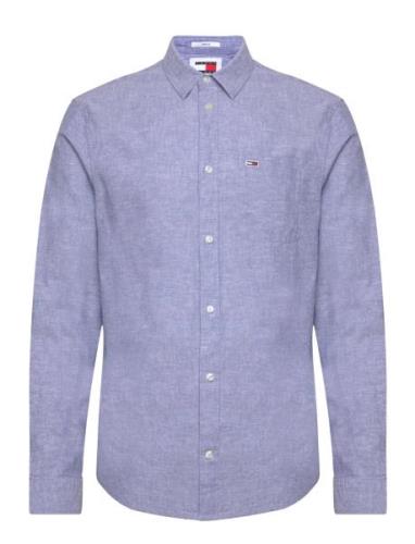 Tjm Reg Linen Blend Shirt Blue Tommy Jeans