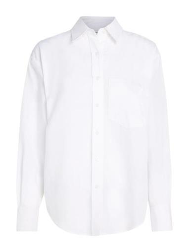 Linen Blend Relaxed Shirt White Calvin Klein