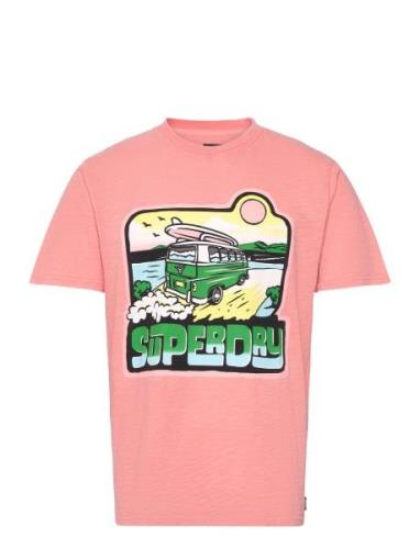 Neon Travel Graphic Loose Tee Pink Superdry