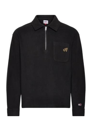 Tjm Rlx Signature 1/2 Zip Fleece Black Tommy Jeans