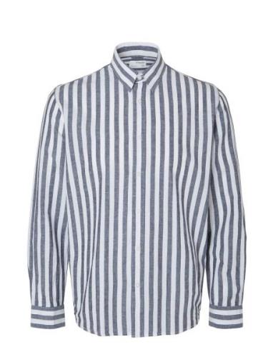 Slhregnew-Linen Shirt Ls Classic W Blue Selected Homme