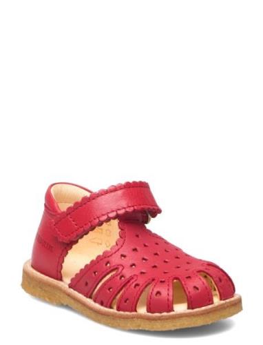 Sandals - Flat - Closed Toe - Red ANGULUS