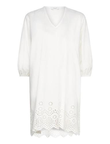 Cotton Dress W/ Embroidery White Rosemunde