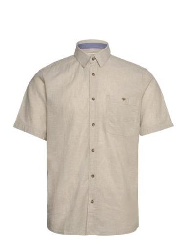Cotton Linen Shirt Beige Tom Tailor