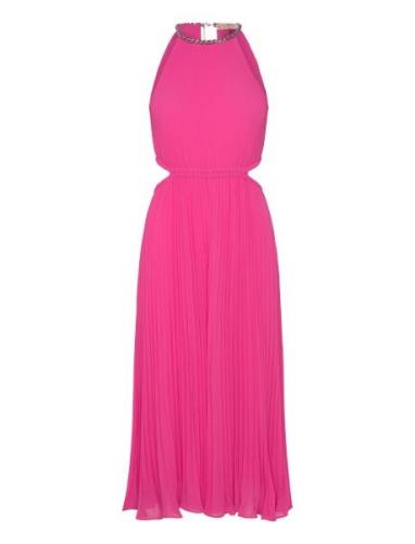 Pleated Cutout Drs Pink Michael Kors