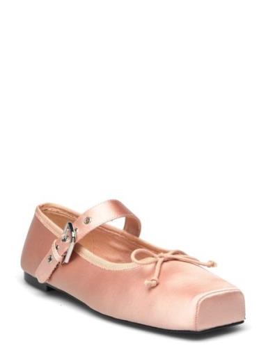 Satin Ballet Flats With Buckle Pink Mango