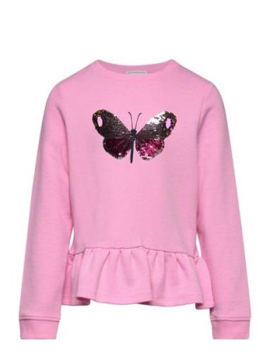 Sequins Volant Sweatshirt Pink Tom Tailor