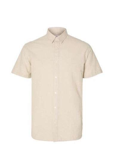 Slhregkylian-Linen Shirt Ss Classic Beige Selected Homme
