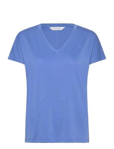 Mschfenya Modal V Neck Tee Blue MSCH Copenhagen