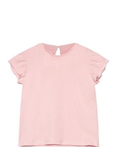 Frills Cotton T-Shirt Pink Mango