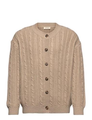 Cardigan Chunky Knit Cabel Beige Petit Piao