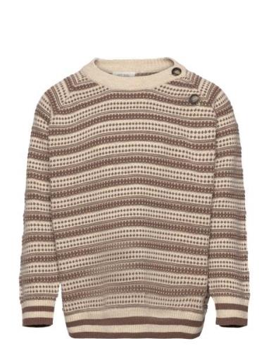 O-Neck Light Nordic Knit Sweater Brown Petit Piao