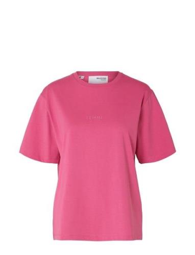 Slflisa Hankie Ss O-Neck Tee Pink Selected Femme