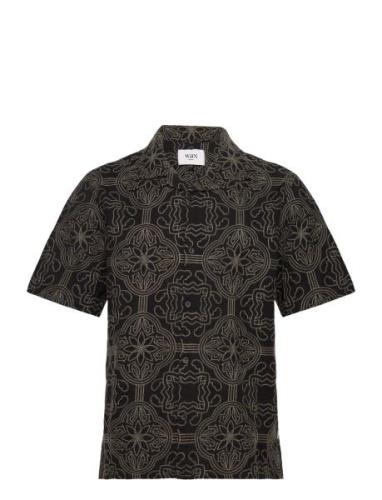 Didcot Ss Shirt Tile Stitch Black/Green Black Wax London