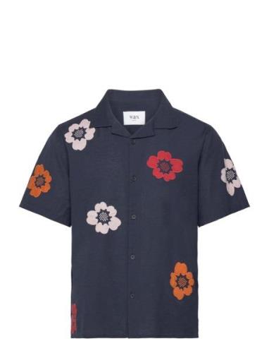 Didcot Ss Shirt Applique Floral Navy Navy Wax London