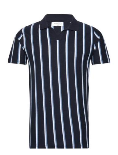 Striped Piqué Polo Shirt S/S Navy Lindbergh