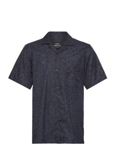 Havana Twill Kenji Aop Shirt Ss Blue Mads Nørgaard